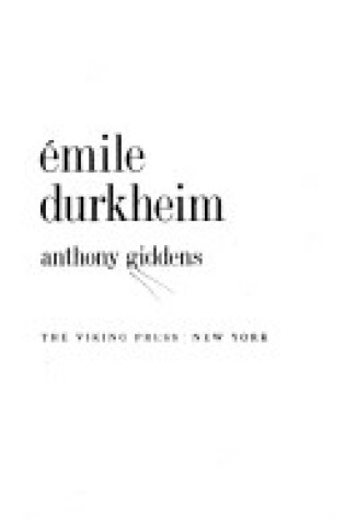 Cover of Emile Durkheim