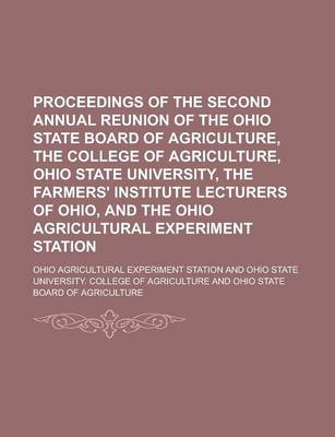 Book cover for Proceedings of the Second Annual Reunion of the Ohio State Board of Agriculture, the College of Agriculture, Ohio State University, the Farmers' Institute Lecturers of Ohio, and the Ohio Agricultural Experiment Station