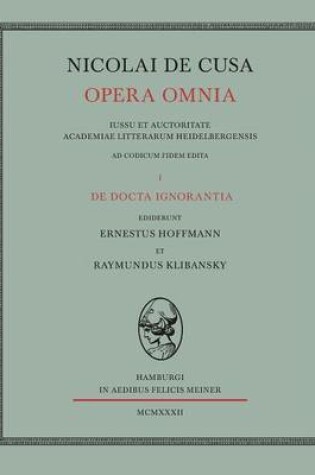 Cover of Nicolai de Cusa Opera omnia / Nicolai de Cusa Opera omnia. Volumen I.