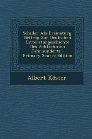 Cover of Schiller ALS Dramaturg