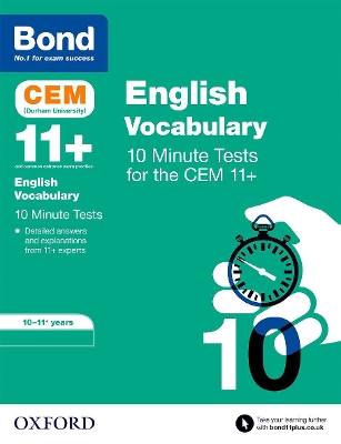 Book cover for Bond 11+: CEM Vocabulary 10 Minute Tests: Ready for the 2024 exam