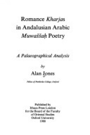 Cover of Romance Kharjas in Andalusian Arabic Muwassah Poetry