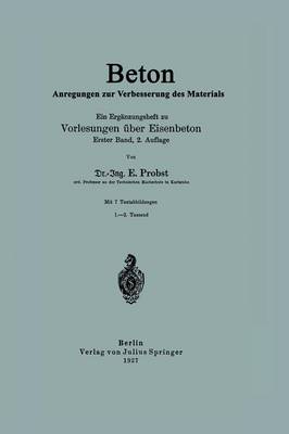 Cover of Beton Anregungen Zur Verbesserung Des Materials