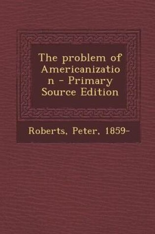 Cover of The Problem of Americanization - Primary Source Edition