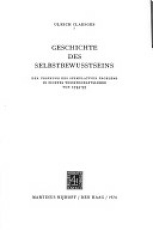 Cover of Geschichte DES Selbstbewustseins