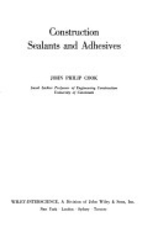 Cover of Construction Sealants and Adhesives