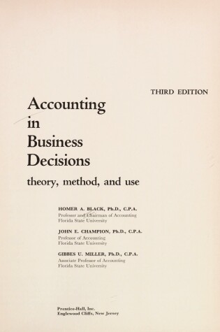 Cover of Accounting in Business Decisions