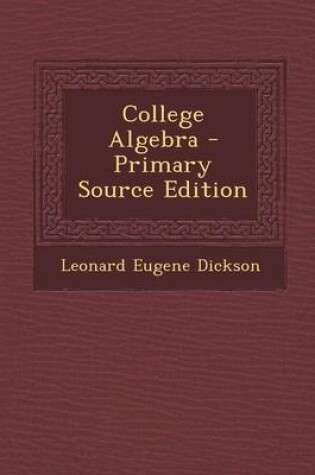 Cover of College Algebra