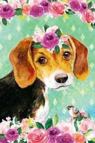 Cover of Bullet Journal Notebook for Dog Lovers Beagle Puppy in Flowers 2