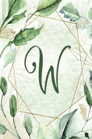 Cover of Notebook 6"x9" - Letter W - Green Gold Floral Design