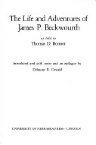 Cover of Life and Adventures of James P. Beckwourth