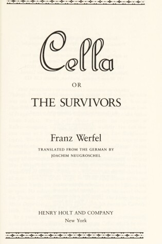 Cover of Cella, Or, the Survivors