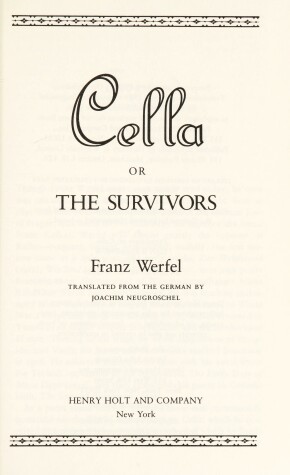 Book cover for Cella, Or, the Survivors