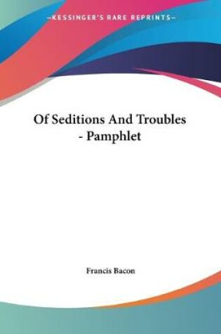 Cover of Of Seditions And Troubles - Pamphlet