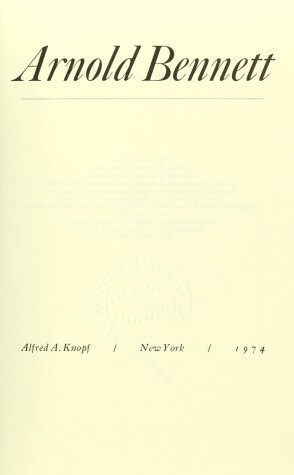 Book cover for Arnold Bennett