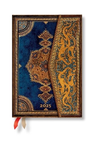 Cover of Safavid Indigo (Safavid Binding Art) Mini 12-month Verso Hardback Dayplanner 2025 (Wrap Closure)