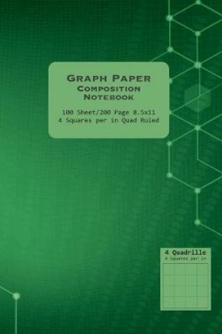 Cover of Green 8.5x11 Quad Ruled Graph Paper Composition Notebook.