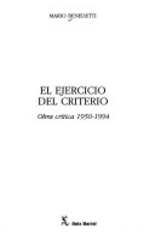 Cover of El Ejercicio del Criterio