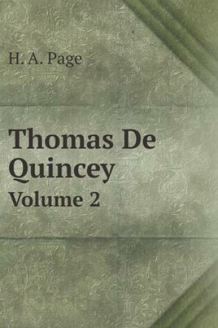 Cover of Thomas De Quincey Volume 2