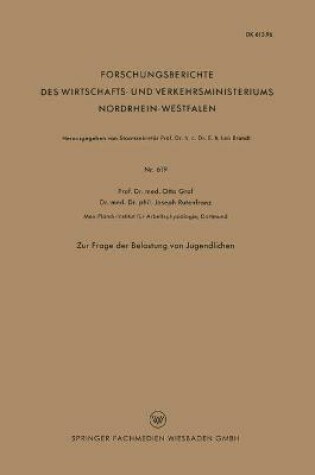 Cover of Zur Frage der Belastung von Jugendlichen