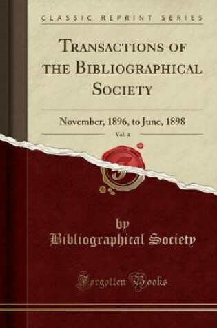 Cover of Transactions of the Bibliographical Society, Vol. 4