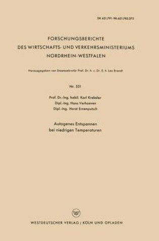 Cover of Autogenes Entspannen Bei Niedrigen Temperaturen