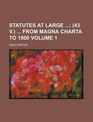 Book cover for Statutes at Large Volume 1