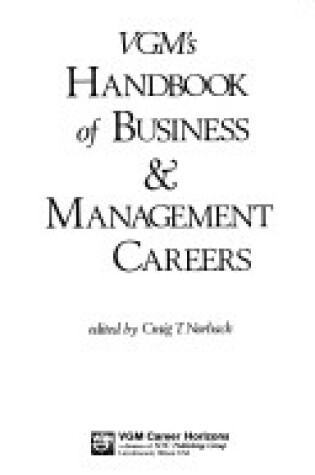 Cover of V.G.M.'s Handbook of Business and Management Careers