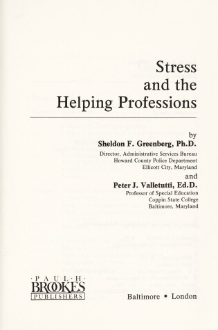 Cover of Stress and the Helping Professions