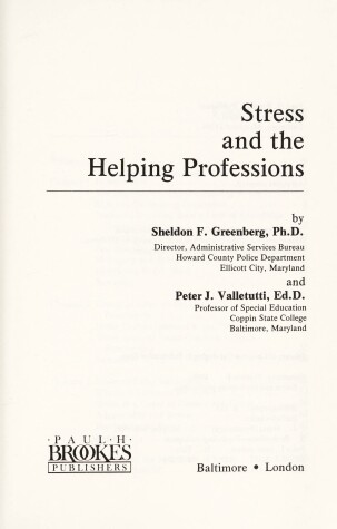 Book cover for Stress and the Helping Professions