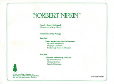 Book cover for Norbert Nipkin Teachers' Resource Pack