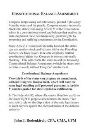 Cover of Constitutional Balance Amendment