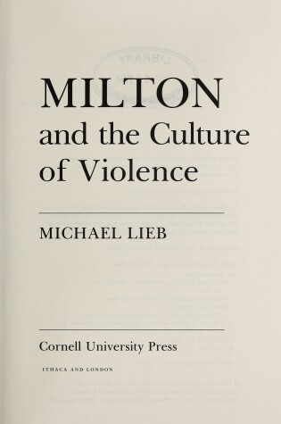 Cover of Milton and the Culture of Violence