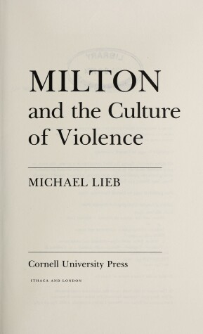 Book cover for Milton and the Culture of Violence