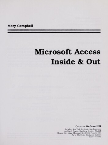 Book cover for Microsoft Access Inside and Out