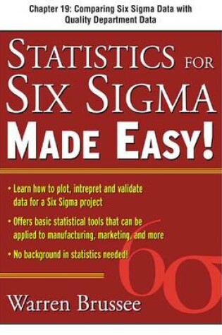Cover of Statistics for Six SIGMA Made Easy, Chapter 19 - Comparing Six SIGMA Data with Quality Department Data