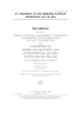Cover of An assessment of the Improper Payments Information Act of 2002