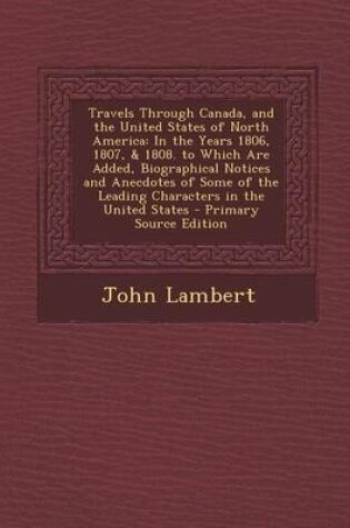 Cover of Travels Through Canada, and the United States of North America