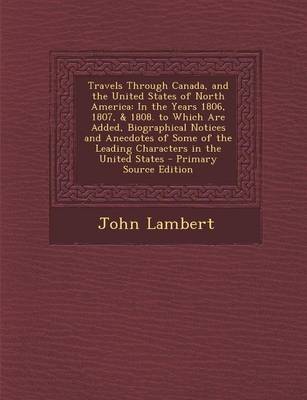 Book cover for Travels Through Canada, and the United States of North America