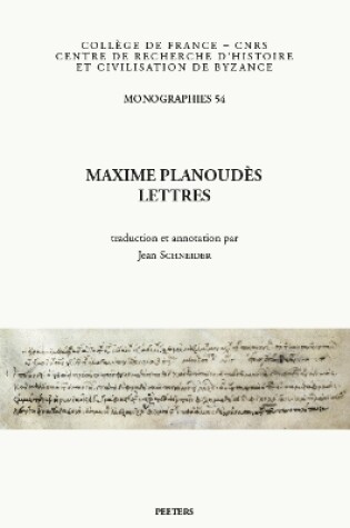 Cover of Maxime Planoudes, Lettres