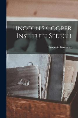 Book cover for Lincoln's Cooper Institute Speech