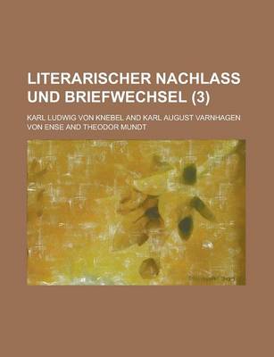 Book cover for Literarischer Nachlass Und Briefwechsel (3)