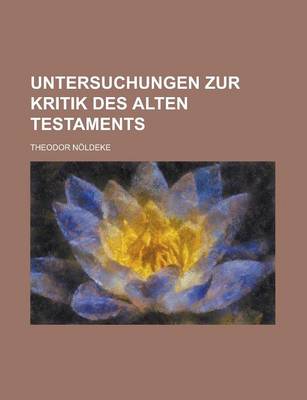 Book cover for Untersuchungen Zur Kritik Des Alten Testaments
