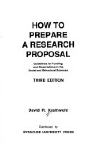 Cover of How to Prepare a Research Proposal