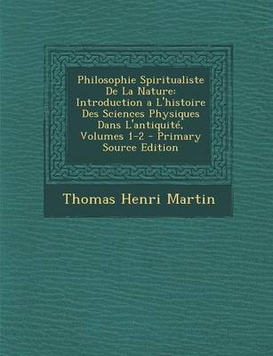 Book cover for Philosophie Spiritualiste de La Nature