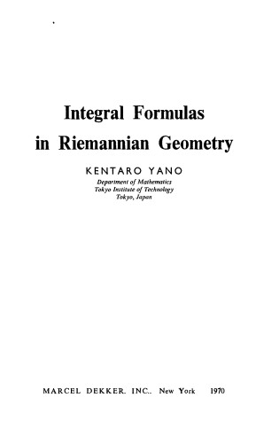 Cover of Integral Formulas in Riemannian Geometry