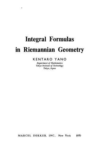 Book cover for Integral Formulas in Riemannian Geometry