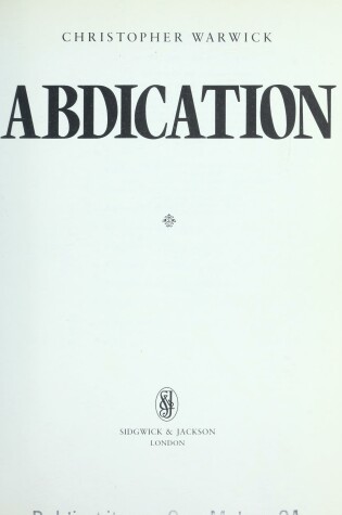 Cover of Abdication