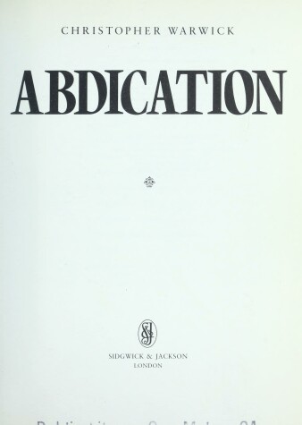 Book cover for Abdication