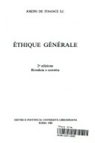 Cover of Ethique Generale